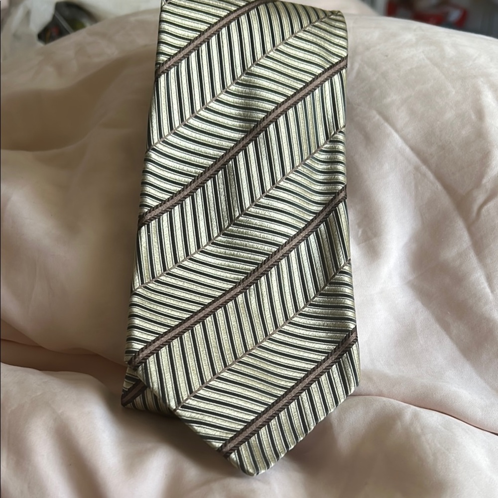 Ermenegildo Zegna regimental Striped Brown and Cream Men's Tie